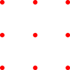 9 red dots arranged evenly in 3 rows of 3, forming a notional square