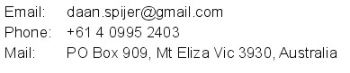 Contact information for Daan SPijer posted here as an image to confound spammers from automatically copying the details.
